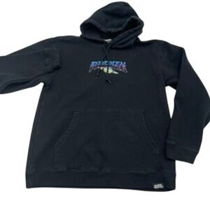 Broken Promises Mens Black Saturn Graphic Hoodie Sweatshirt Medium MYBE 002B0